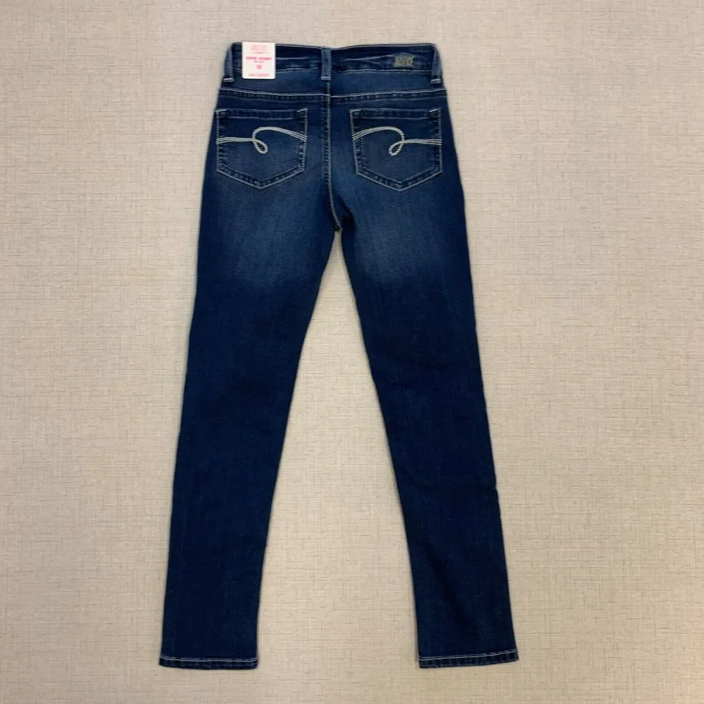 Justice Jeans Mid Rise Super Skinny Girls Youth 10 Distressed Stretch Denim